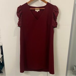 Sezane Burgundy V-Neck Dress